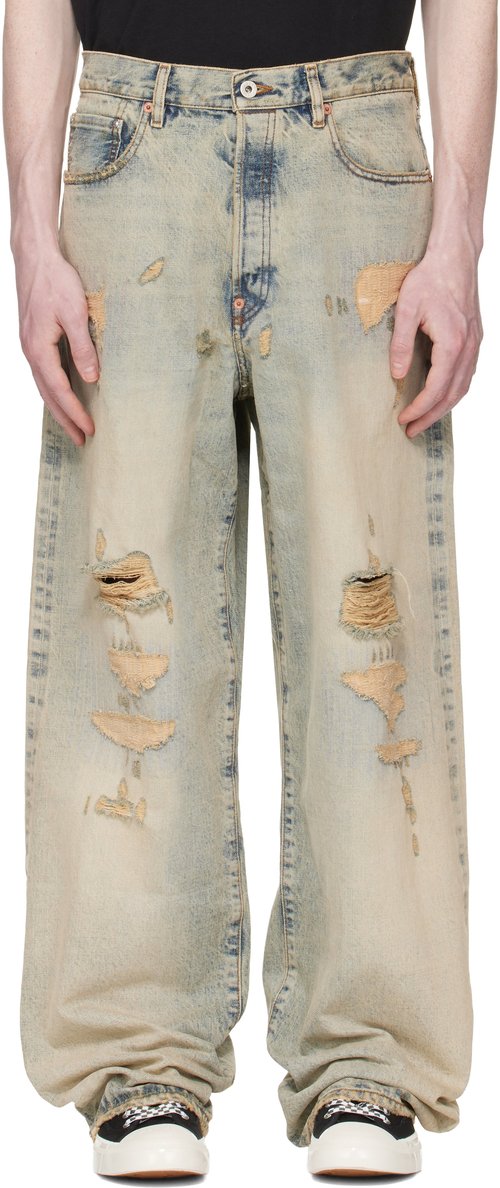 KENZO Blue KENZO Paris Turn Up Wide Fit Jeans - Db - Bleached Blue - FG55DP4246Q8
