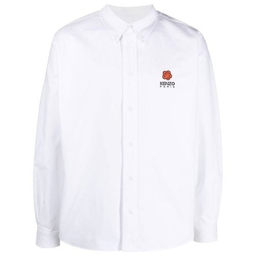 KENZO Boke Flower Embroidered Long-Sleeve Shirt - White - FD55CH4109LO-1