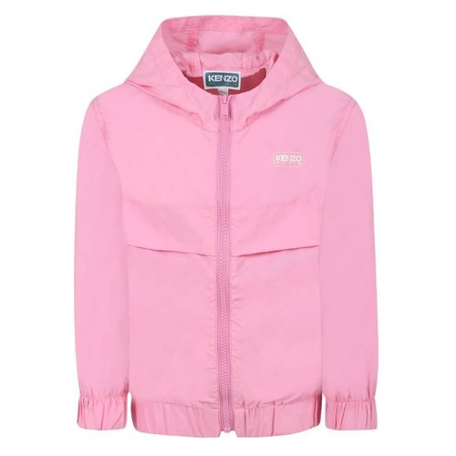 KENZO Box Logo Hooded Windbreaker Jacket - Blue/Pink - K61155-465