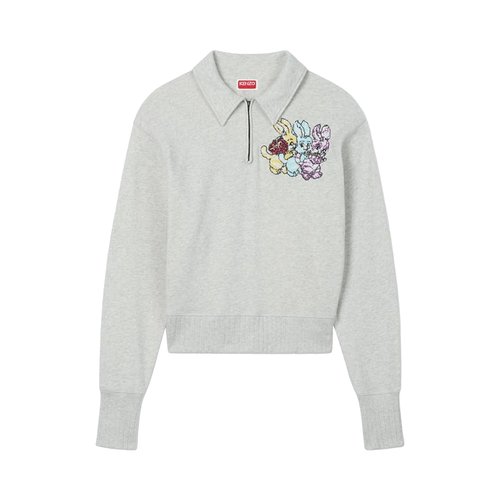 KENZO Cartoon Embroidered Chapman Half Zip Sweatshirt - FG55SW5064MQ93