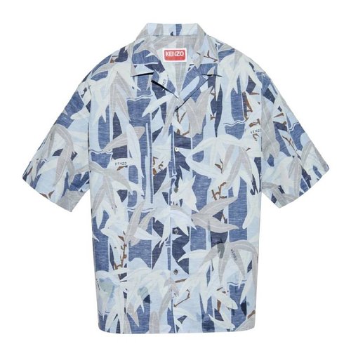 KENZO Chiku-Rin Camo Hawaiian Short Sleeved Shirt - Blue - FF55CH1309P1-77