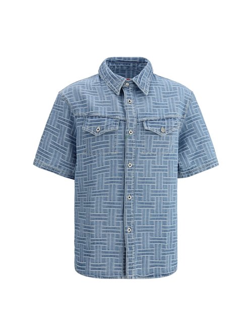 KENZO Denim Shirt With Short Sleeves - FF55DC1026J4_DB