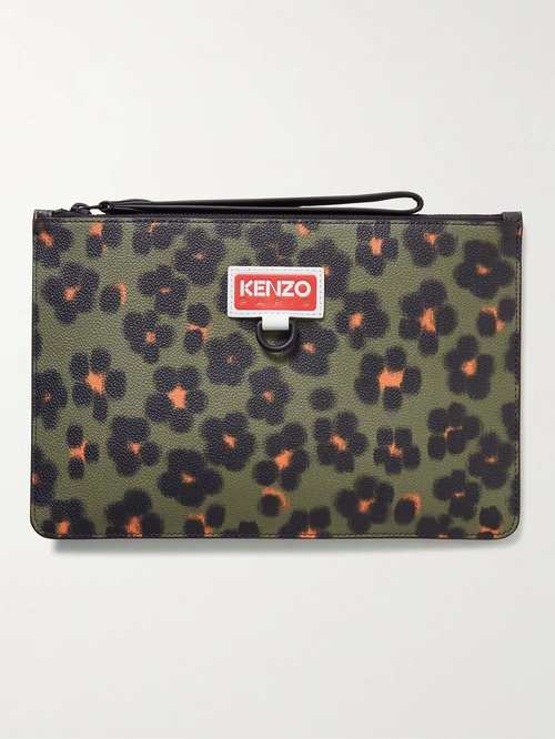 KENZO Discover Leather-Trimmed Coated-Canvas Pouch - 50 - FD52PM702B0150