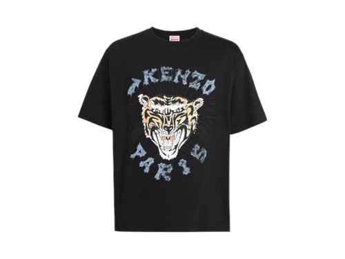 KENZO Drawn Tiger Printed T-Shirt - Black