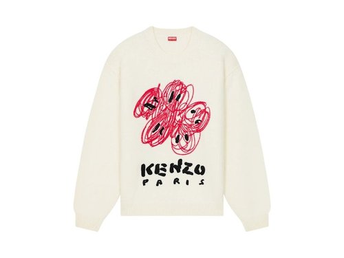 KENZO Drawn Varsity Boke Flower Sweater - Off White - FE58PU0063BF02