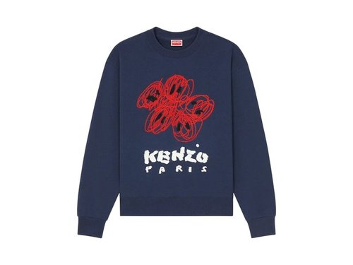 KENZO Drawn Varsity Embroidered Boke Flower Sweatshirt - Navy Blue
