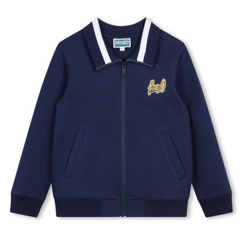 KENZO Embroidered Fleece Zip-Up Cardigan - Blue - K60778-84A