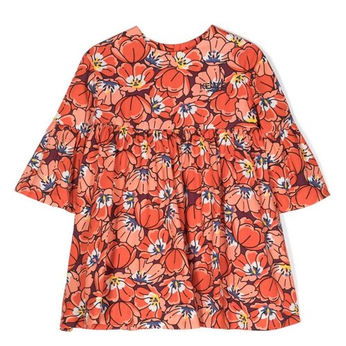 KENZO Floral Print Lyocell Dress - Blue/Pink - K12341-40A