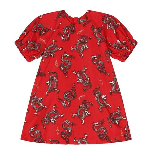 KENZO Graphic Print Puff Sleeve Dress - Red - K60005-991