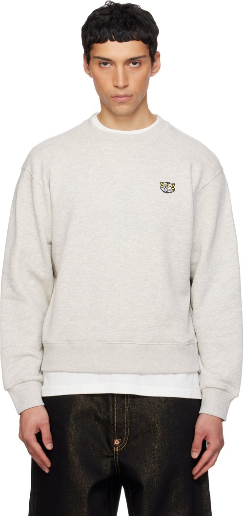 KENZO Gray KENZO Paris Embroidered Sweatshirt - Pale Grey - FG55SW2054MJ93