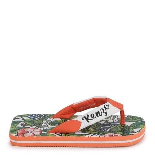 KENZO Hawaiian-Print Logo Flip Flops - Red - K60080-98FKIDS