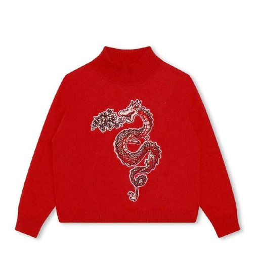 KENZO Intarsia-Knit Logo Sweater - Red - K60009-991