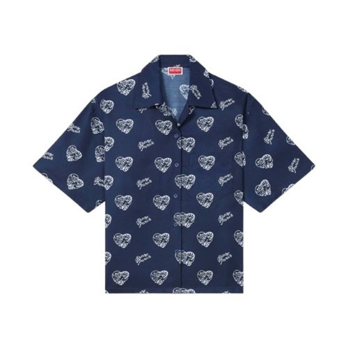 KENZO Jungle Heart Hawaiian Shirt - Blue - FE62CH2579O2.77