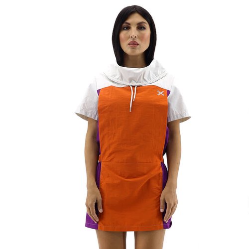 KENZO Ladies Colorblock Sport Hooded Nylon Dress - Orange - FB62RO0529CO-16