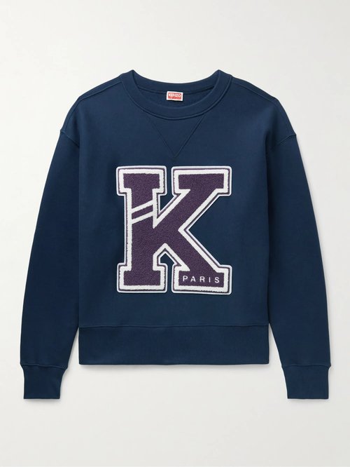 KENZO Logo-Appliquéd Cotton-Jersey Sweatshirt - Gray - FD55SW4944MB
