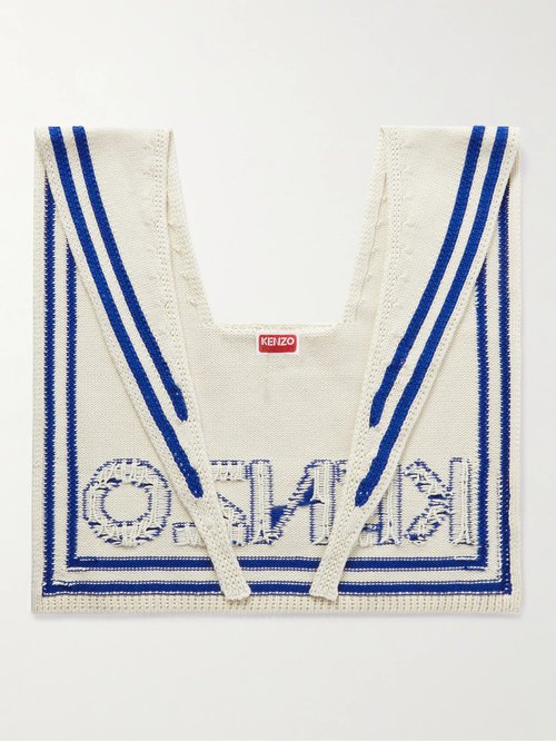 KENZO Logo-Jacquard Cotton Scarf - 02 - FD58CU170KEA02