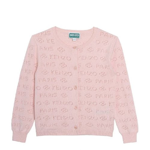 KENZO Logo Knitted Cotton Cardigan - Blue/Pink - K60184-46T
