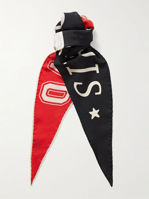 KENZO Logo-Print Silk-Twill Scarf - 21 - FD58EU011PFP21