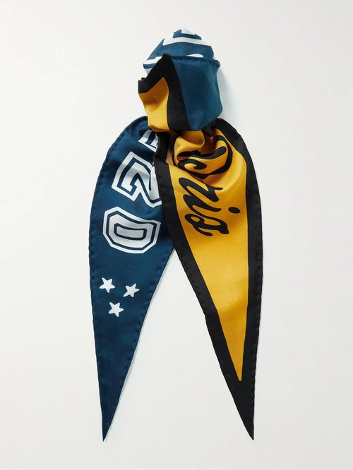 KENZO Logo-Print Silk-Twill Scarf - 73 - FD58EU011PFL73