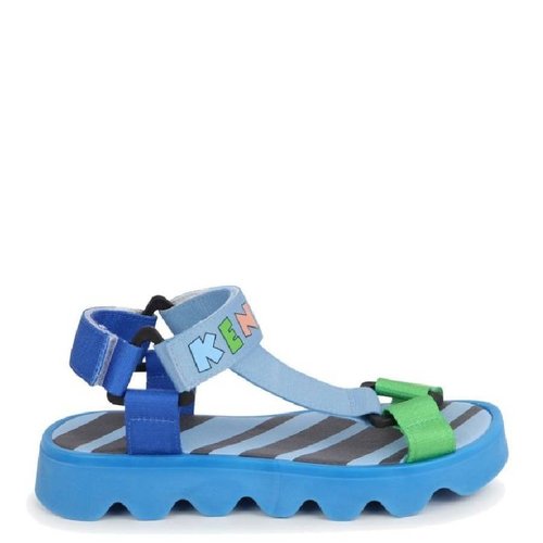 KENZO Logo-Print Stripe Sandals - Blue - K60085-878KIDS