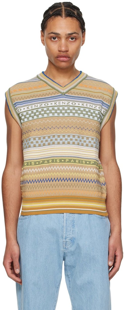 KENZO Multicolor KENZO Paris Fairisle Vest - Camel - FE55PU4423CC