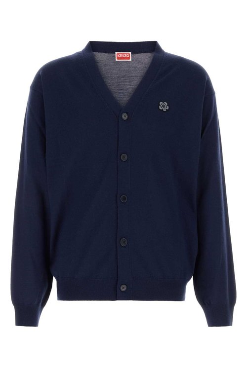 KENZO Navy Blue Wool Cardigan - FG55CA7713LB76