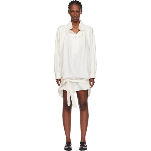 KENZO Off-White KENZO Paris Oversized Blouse Minidress - Ecru - FG52RO4199TR03