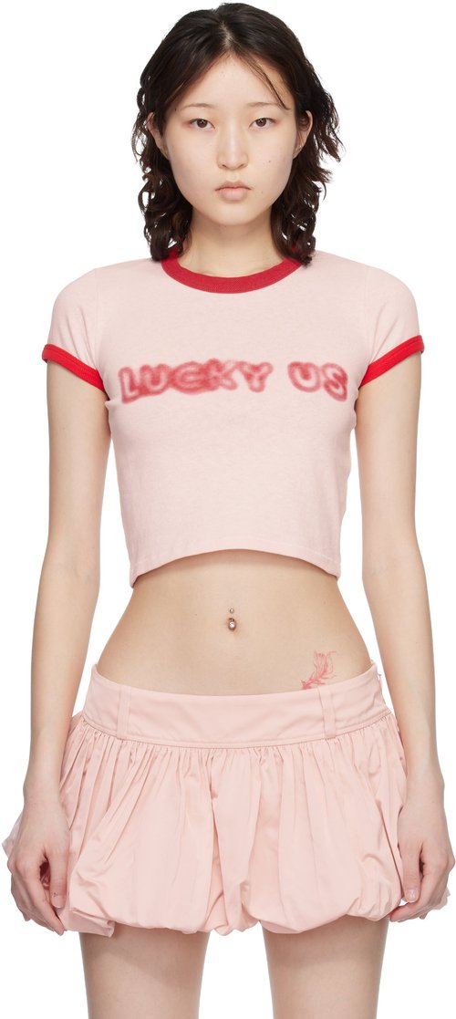 KENZO Pink KENZO Paris 'KENZO Words' Cropped T-shirt - Faded Pink - FG52TS0124SK34