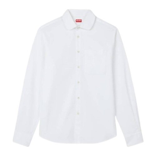 KENZO Slim Fit Weave Slim Shirt - White - FF55CH2029JA-1NECK