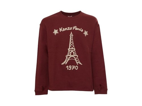 KENZO Souvenir Paris Logo Sweatshirt - Burgundy - FC65SW0464MB