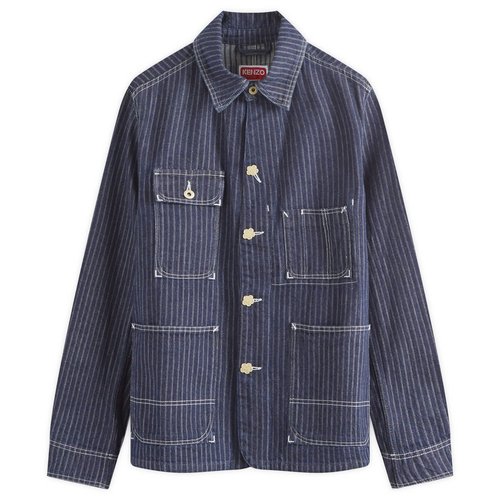 KENZO Ticking Stripe Relaxed Chore Jacket - Blue - FE65DV1126F1-DM