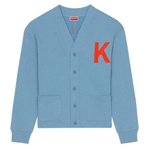 KENZO Varsity Jungle Elephant Embroidered Cardigan - Blue - FD65SW0484ME-69