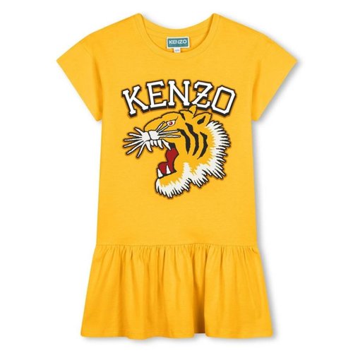 KENZO Wicker Gold Tiger Logo Print Dress - Gold Tone - K60682-56A