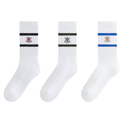 Kith 3-Pack K Crest Striped Cotton Crew Socks - KHM220198 101