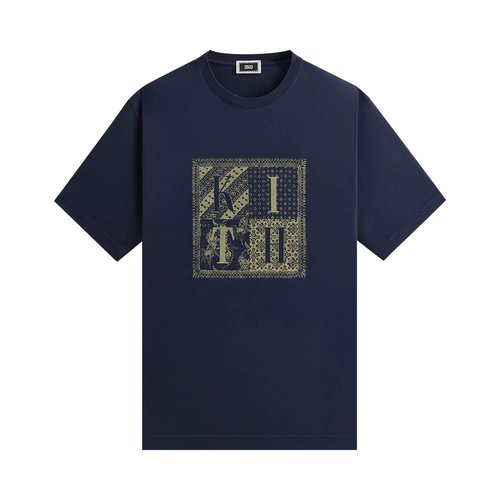Kith Batik Block Print Vintage Tee | Blue | Size XL - KHM032202 438