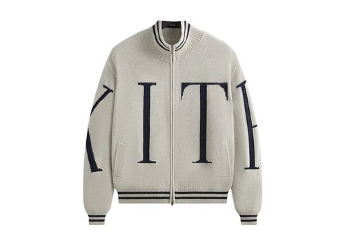 Kith Big Letter New York Wyona Full Zip Sweater - Light Heather Grey