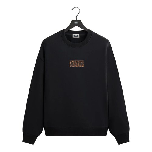 Kith Classic Logo Leopard Applique Nelson Crewneck - Black - KHM034449-001