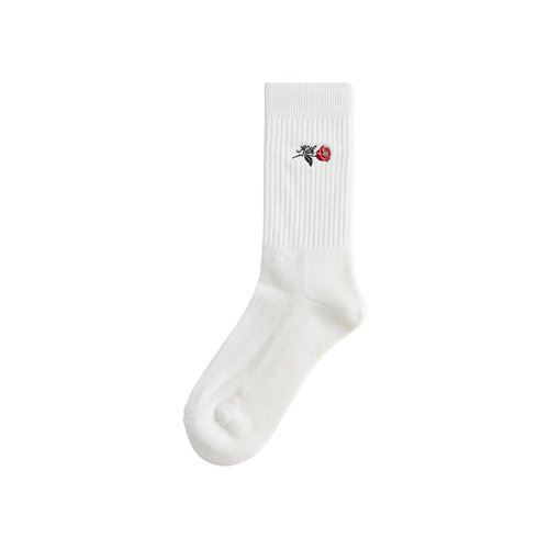Kith Crew Socks With Script Rose Embroidery | Cream | Size Onesize - KHM220046 116