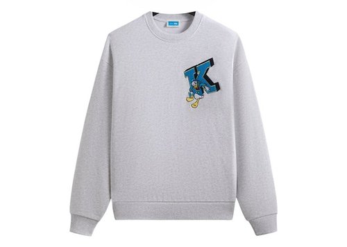 Kith Disney Donald Duck Varsity Vintage Nelson Crewneck Sweatshirt - Light Heather Grey