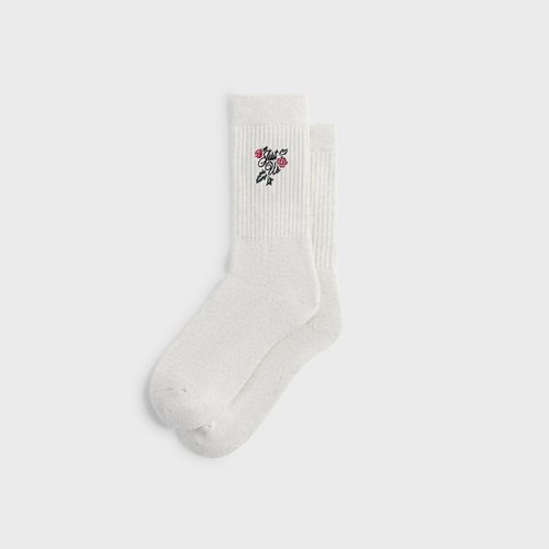Kith Embroidered Rose Crew Socks - Light Heather Grey - M220152-002