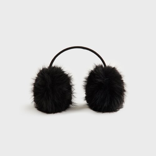 Kith Faux Fur Shaggy Ear Muff - Black - W050260-001