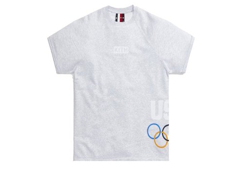 Kith for Team USA 5 Rings Howard Tee Shirt - Light Heather Grey
