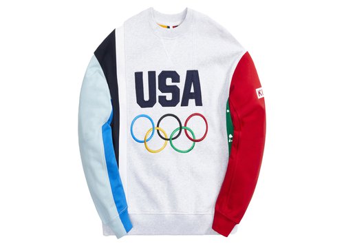 Kith for Team USA Colorblocked Crewneck Sweatshirt - Light Heather Grey