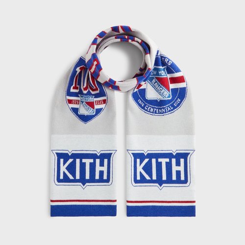Kith for the New York Rangers Centennial Jacquard Knit Scarf - Light Heather Grey - M10120-002