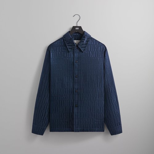 Kith Jacquard Faille Long Sleeve Boxy Collared Overshirt - Nocturnal - M032100-413