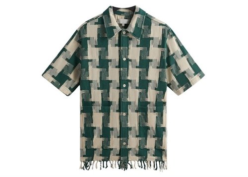Kith Jumbo Houndstooth Boxy Collared Overshirt - Conifer - KHM032169-308
