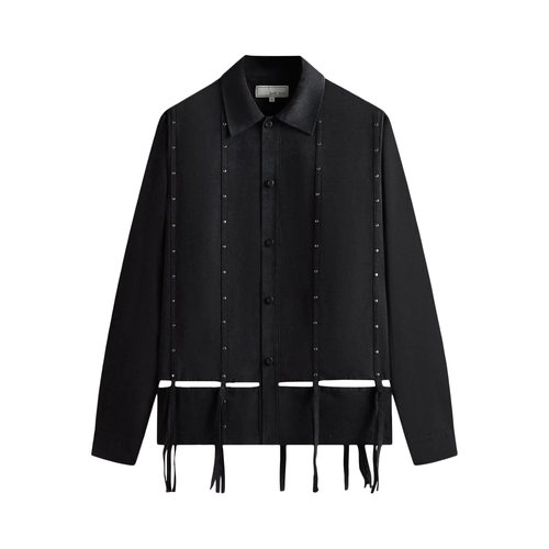 Kith & Kin Ribbon Long-Sleeve Boxy Collared Overshirt - KHM033369 001