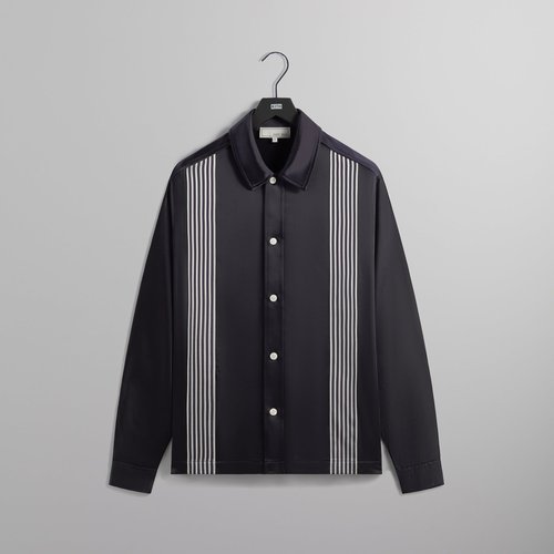Kith &Kin Stripe Combo Long Sleeve Boxy Collared Overshirt - Ink - M032085-432