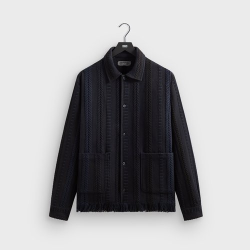 Kith Mixed Stripe Tweed Boxy Collared Overshirt - Nocturnal - M033692-413