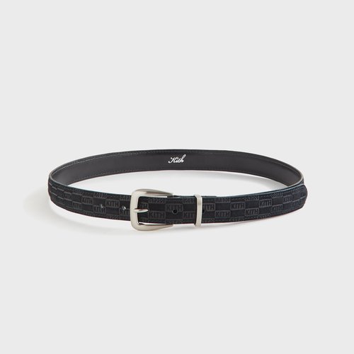 Kith Monogram Debossed Suede Belt - Black - W090009-001
